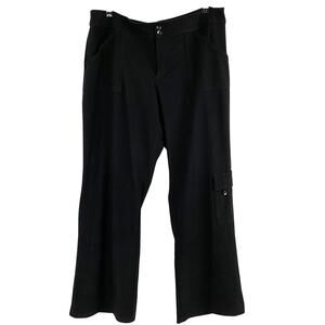Coldwater Creek Natural Fit Wide Leg Cargo Pants Women 16 Black Stretch Career
